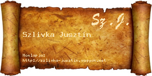 Szlivka Jusztin névjegykártya
