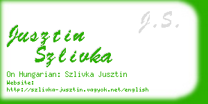 jusztin szlivka business card